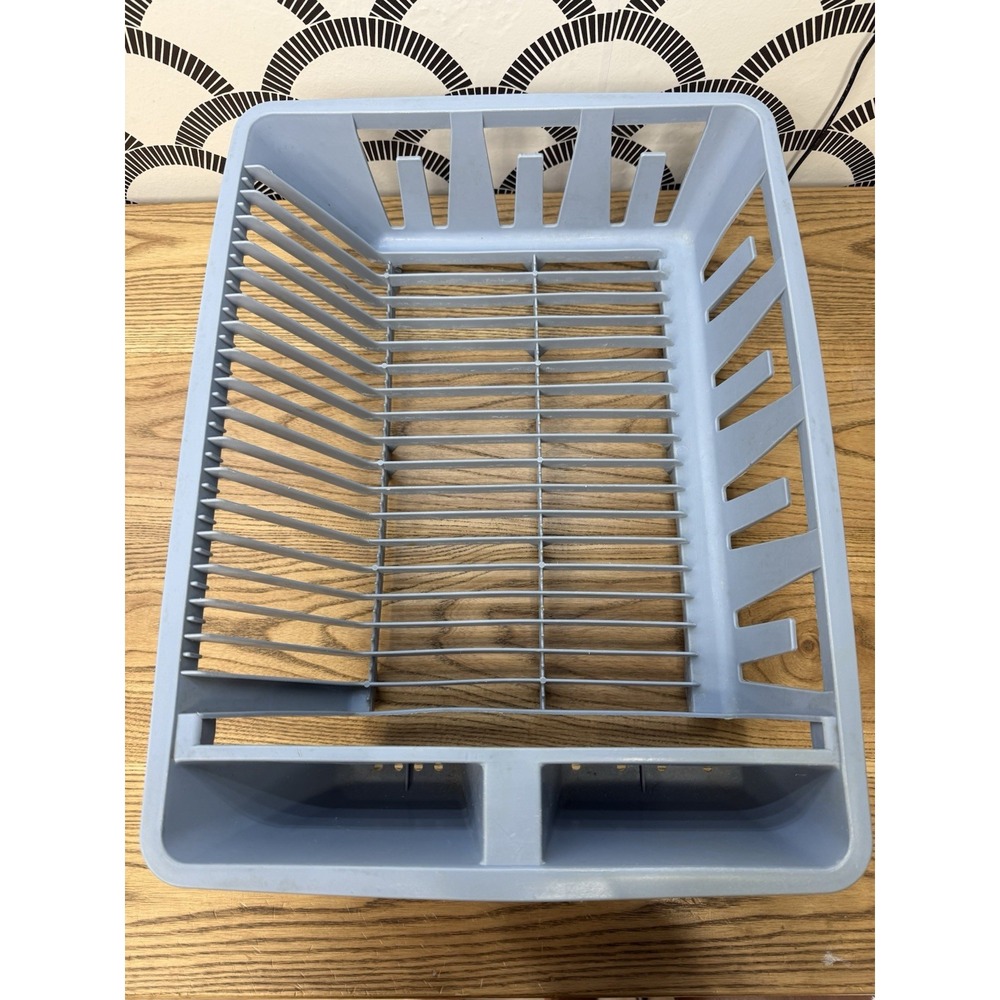 Vintage Rubbermaid Plastic Dish Drip Drying Rack Blue 14.5" x 18.5" 6050-11